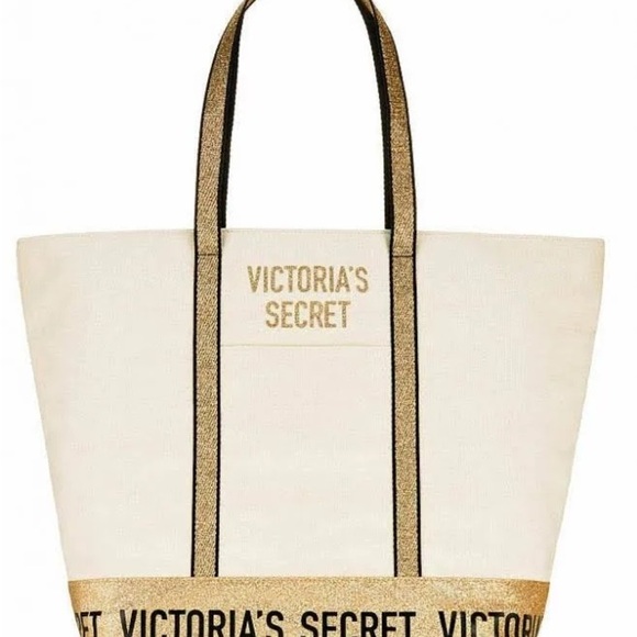 Victoria's Secret Handbags - Victoria's Secret Canvas Tote Bag Set - Beige and Pink